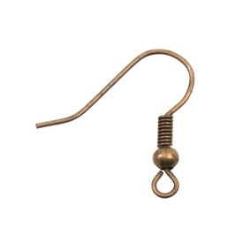 1708-0318-OXCO - Metal Fish Hook With Bead and Coil 18X20MM Antique Copper Nickel Free 100pcs 1708-0318-OXCO,Findings,Earrings,Hooks,Metal,Fish Hook,With Bead and Coil,18X20MM,Brown,Antique Copper,Metal,Nickel Free,100pcs,China,montreal, quebec, canada, beads, wholesale
