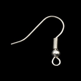 1708-0318-SL - Metal Fish Hook With Bead and Coil 18X20MM Silver Nickel Free 100pcs 1708-0318-SL,Findings,Earrings,100pcs,Silver,Metal,Fish Hook,With Bead and Coil,18X20MM,Grey,Silver,Metal,Nickel Free,100pcs,China,montreal, quebec, canada, beads, wholesale