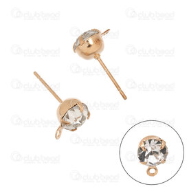 1708-0344-06GL - Metal Boucle d\'Oreille Tige avec Pierre du Rhin 6mm et Boucle 12x0.7mm Or 100pcs 1708-0344-06GL,Earring findings,montreal, quebec, canada, beads, wholesale