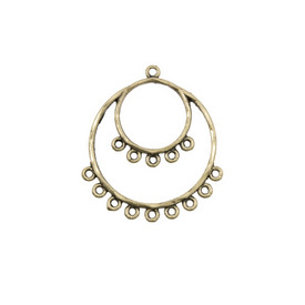 1708-0408-OXBR - Metal Chandelier Earring Circles 33X37MM Antique Brass 5/9 Loops 20pcs 1708-0408-OXBR,Findings,Earrings,Decorative parts,33X37MM,Metal,Chandelier Earring,Circles,33X37MM,Antique Brass,Metal,5/9 Loops,20pcs,China,montreal, quebec, canada, beads, wholesale