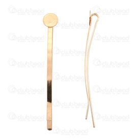 1709-0239-68CKC - Metal Hair Pin 60x2mm with 8mm Round Plate Curve KC Gold Color 20pcs 1709-0239-68CKC,E,montreal, quebec, canada, beads, wholesale