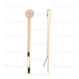 1709-0239-68KC - Metal Hair Pin 60x2mm with 8mm Round Plate Straight KC Gold Color 20pcs 1709-0239-68KC,E,montreal, quebec, canada, beads, wholesale