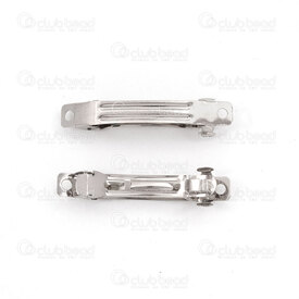 1709-0257-50.8 - Metal Hair Clip Nickel 5x0.8cm (1 1/2") with 2 Holes Natural 20pcs 1709-0257-50.8,Findings,Hair clips,montreal, quebec, canada, beads, wholesale