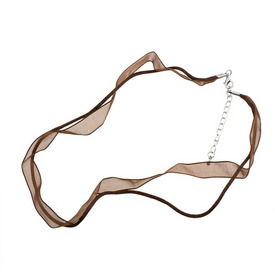 1710-0110-06 - Organza and Rat Tail Necklace With Clasp and Extension Chain 18'' Brown 10pcs 1710-0110-06,Findings,Necklaces,Necklace with clasp,Organza and Rat Tail,Necklace,With Clasp and Extension Chain,18'',Brown,10pcs,China,montreal, quebec, canada, beads, wholesale