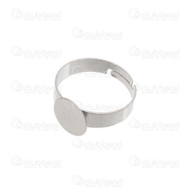 1711-0144-WH - Metal Finger Ring Adjustable size With Round 10mm Plate 20mm Diameter Nickel Nickel Free 10pcs 1711-0144-WH,Findings,Ring bases,Metal,montreal, quebec, canada, beads, wholesale