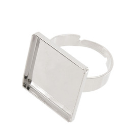 1711-0146-WH - Metal Finger Ring Adjustable size With 18mm Square Plate 20mm Diameter Nickel 10pcs 1711-0146-WH,1711-014 plateau,Metal,Finger Ring Adjustable size,With 18mm Square Plate,20mm Diameter,Grey,Nickel,Metal,10pcs,China,montreal, quebec, canada, beads, wholesale