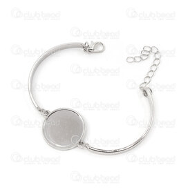 1711-0252-20WH - Metal bezel cup bracelet for Round Cabochon 20mm Nickel Adjustable Length 15-20cm 5pcs 1711-0252-20WH,Others,montreal, quebec, canada, beads, wholesale