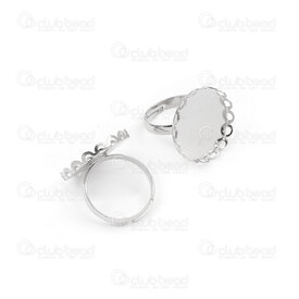 1711-2002-20 - Laiton Bague Support pour Cabochon 20mm Avec Bordure Fantaisie Rond Nickel Taille ajustable 6.5+ 10pcs 1711-2002-20,Nickel,Laiton,Bezel Cup Ring,With Fancy Border,Rond,20MM,Gris,Nickel,Métal,Adjustable size 6.5+,10pcs,Chine,montreal, quebec, canada, beads, wholesale