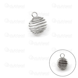 1713-0030-08 - Metal Lantern Spiral Cage Charm 8mm Round with loop Natural 20pcs 1713-0030-08,Findings,Bead cages,montreal, quebec, canada, beads, wholesale