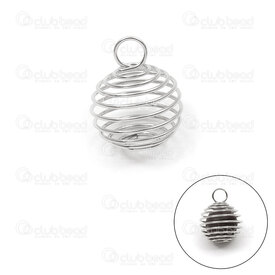 1713-0030-14 - Metal Breloque Lanterne Cage Spiral Rond 14mm avec Boucle Naturel 20pcs 1713-0030-14,Accessoires de finition,Cages à bille,montreal, quebec, canada, beads, wholesale