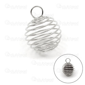 1713-0030-20 - Metal Breloque Lanterne Cage Spiral Rond 20mm avec Boucle Naturel 20pcs 1713-0030-20,Accessoires de finition,Cages à bille,montreal, quebec, canada, beads, wholesale