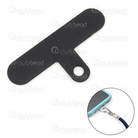 1715-0003-2BK - PVC Languette Attache pour Cordon a Cellulaire 54x27.5x2mm Trou 4.5mm Noir 10pcs 1715-0003-2BK,cordon,montreal, quebec, canada, beads, wholesale