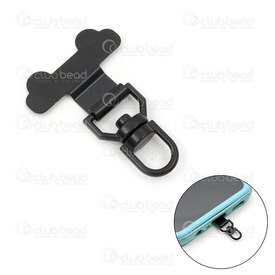 1715-0004-BK - Acier Inxoydable Languette Attache pour Cordon a Cellulaire 22x16mm Rotatif avec Anneau forme \'\'D\'\' 9mm Diametre Interieur 5mm Noir 6pcs 1715-0004-BK,10$,montreal, quebec, canada, beads, wholesale