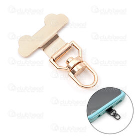 1715-0004-RGL - Stainless steel Cell Phone Lanyard Tether 22x16mm Rotatable with \'\'D\'\' Ring 9mm Inner Diameter 5mm Rose Gold Color 6pcs 1715-0004-RGL,Findings,Cell phone tether patch,montreal, quebec, canada, beads, wholesale