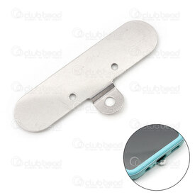1715-0006 - Stainless Steel Cell Phone Lanyard Tether 48x20x0.3mm with 3mm Natural 6pcs 1715-0006,Findings,Cell phone tether patch,montreal, quebec, canada, beads, wholesale