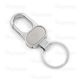 1717-0142-WH - Metal Key Ring Clasp 58x28x9mm with 30mm Flat Split Ring Natural 2pcs 1717-0142-WH,Clasps,montreal, quebec, canada, beads, wholesale