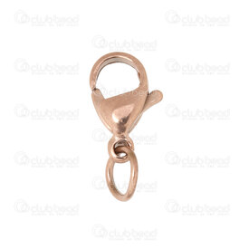 1720-0005-04 - Stainless Steel 304 Fish Clasp 7x12mm Rose Gold With 6mm Jump Ring 25pcs 1720-0005-04,stainless steel,25pcs,Stainless Steel 304,Fish Clasp,7X12MM,Pink,Rose Gold,Metal,With 6mm Jump Ring,25pcs,China,montreal, quebec, canada, beads, wholesale