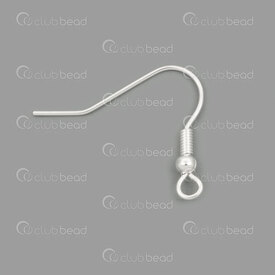 1720-0010-SL - Stainless Steel Fish Hook With Bead and Coil 18x20mm Silver 50pcs 1720-0010-SL,Findings,Earrings,Stainless steel,montreal, quebec, canada, beads, wholesale