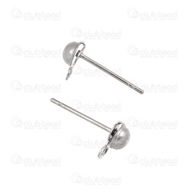 1720-0072-H - Stainless Steel 304 Earring Ball Stud 4mm Half Sphere Hollow Natural Loop 1mm Stud 15x0.7mm 100pcs 1720-0072-H,Findings,Earrings,100pcs,Stainless Steel 304,Earring Ball Stud,Half Sphere,Hollow,4mm,Grey,Natural,Metal,Loop 1mm,Stud 15x0.7mm,100pcs,montreal, quebec, canada, beads, wholesale
