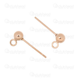 1720-0072-RGL - Stainless Steel 304 Earring Ball Stud 4mm Rose Gold Loop 1.5mm Stud 14x0.7mm 20pcs 1720-0072-RGL,Findings,20pcs,Stainless Steel 304,Earring Ball Stud,4mm,Yellow,Gold,Metal,Loop 1.5mm,Stud 14x0.7mm,20pcs,China,montreal, quebec, canada, beads, wholesale