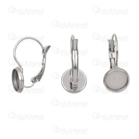 1720-0074-08 - Stainless Steel 304 Leverback Earring 21x9.5mm with 8mm Round Bezel Cup Natural 20pcs 1720-0074-08,Cabochons,Bezel - Cabochon Settings,Earrings,montreal, quebec, canada, beads, wholesale