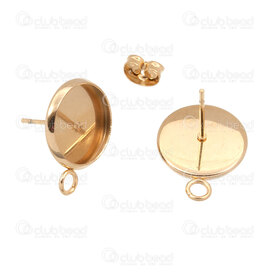 1720-0078-L-GL - Stainless Steel 304 Bezel Cup Stud Earring Round 12mm Gold Plated With 2mm loop 10pcs 1720-0078-L-GL,Findings,10pcs,Stainless Steel 304,Bezel Cup Stud Earring,Round,12mm,Yellow,Gold,Metal,With 2mm loop,10pcs,China,montreal, quebec, canada, beads, wholesale