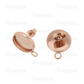 1720-0078-L-RGL - Stainless Steel 304 Bezel Cup Stud Earring Round 12mm Rose Gold Plated With Clutch 2mm loop 10pcs 1720-0078-L-RGL,Findings,Earrings,Stainless steel,montreal, quebec, canada, beads, wholesale