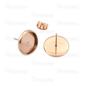 1720-0078-RGL - Stainless Steel 304 Bezel Cup Stud Earring Round 12mm Rose Gold 10pcs 1720-0078-RGL,Findings,Earrings,10pcs,Stainless Steel 304,Bezel Cup Stud Earring,Round,12mm,Pink,Rose Gold,Metal,10pcs,China,montreal, quebec, canada, beads, wholesale