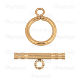1720-0171-14GL - Acier Inoxydable 304 Fermoir Cabillot Anneau 18x14x2mm Barre 22x3mm Plaque Or 10 Ensemble 1720-0171-14GL,Accessoires de finition,Fermoirs,Cabillots,montreal, quebec, canada, beads, wholesale
