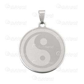 1720-0184 - Stainless Steel 304 Pendant With Bail Round Yin & Yang Sign 33mm Natural 1pc  Theme: Spiritual 1720-0184,Pendants,Pendant,With Bail,Metal,Stainless Steel 304,33MM,Round,Round,Yin & Yang Sign,Grey,Natural,China,1pc,Theme: Spiritual,montreal, quebec, canada, beads, wholesale