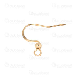 1720-0189-02GL - Acier Inoxydable 304 Crochet de Boucle D'oreille Plat Avec Bille Plaque Or 50pcs 1720-0189-02GL,Billes,Métal,Acier inoxydable,montreal, quebec, canada, beads, wholesale