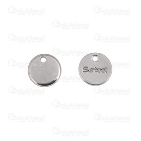 1720-0194-02-ENG - Stainless Steel Charm Disk Round 8mm Engraved "S.Steel" Natural 20pcs 1720-0194-02-ENG,1720-0,montreal, quebec, canada, beads, wholesale