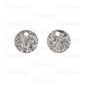 1720-0194-02H - Acier Inoxydable 304 Breloque Disque 8x0.8mm Motif Martele Naturel Trou 1mm 20pcs 1720-0194-02H,Billes,Métal,Acier inoxydable,montreal, quebec, canada, beads, wholesale