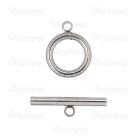 1720-0212-12 - Stainless Steel 304 Toggle Clasp 15x12x2mm Ring 20x2.5mm Bar with 5mm ring Natural 10sets 1720-0212-12,Findings,montreal, quebec, canada, beads, wholesale