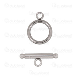 1720-0212-14 - Stainless Steel 304 Toggle Clasp 14x2mm Ring 21x3mm Bar with 2.5mm loop Natural 10sets 1720-0212-14,fermoir en ,montreal, quebec, canada, beads, wholesale