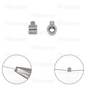 1720-0214-P - Stainless Steel 304 Stopper Bead Cylinder 2.5x4x3mm Press On 1.2mm hole Natural 20pcs 1720-0214-P,Findings,Crimps,Round,montreal, quebec, canada, beads, wholesale