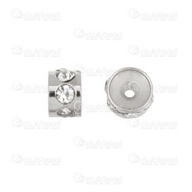 1720-0219-02 - Stainless Steel 304 Bead Spacer Rondelle With Rhinestones 4x6mm Natural 10pcs 1720-0219-02,Findings,Spacers,10pcs,Bead,Spacer,Metal,Stainless Steel 304,4X6MM,Round,Rondelle,With Rhinestones,Grey,Natural,China,montreal, quebec, canada, beads, wholesale