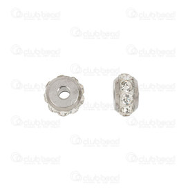 1720-0219-06 - DISC Stainless Steel 304 Bead Spacer 6.5x4mm With Rhinestones 2mm hole Natural 10pcs 1720-0219-06,montreal, quebec, canada, beads, wholesale