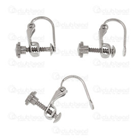 1720-0224-S - Acier Inoxydable 304 Boucle d'Oreille Clip a Levier Vissable 13x9mm Naturel 20pcs 1720-0224-S,le,montreal, quebec, canada, beads, wholesale