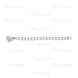 1720-0238 - Stainless Steel 304 Chain Extender 60x3mm Natural With Heart 10pcs 1720-0238,Chains,Extension,Stainless Steel 304,Chain Extender,60x3mm,Grey,Natural,Metal,With Heart,10pcs,China,montreal, quebec, canada, beads, wholesale