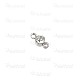 1720-0256 - stainless steel link with 2 loop and 4mm rhone stone clear 10pcs 1720-0256,Findings,Stainless Steel,pendentif en pierre,montreal, quebec, canada, beads, wholesale