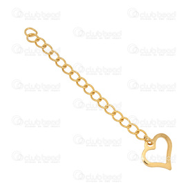 1720-0260-GL - Stainless Steel 304 Chain Extender 60x3mm Gold With Charm 11x11mm Hearth 10pcs 1720-0260-GL,1720-,60x3mm,Stainless Steel 304,Chain Extender,60x3mm,Yellow,Gold,Metal,With Charm 11x11mm Hearth,10pcs,China,montreal, quebec, canada, beads, wholesale