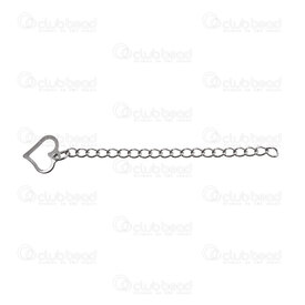 1720-0260 - Stainless Steel 304 Chain Extender 60x3mm Natural With Charm 11x11mm Hearth 10pcs 1720-0260,Findings,10pcs,Chain Extender,Stainless Steel 304,Chain Extender,60x3mm,Grey,Natural,Metal,With Charm 11x11mm Hearth,10pcs,China,montreal, quebec, canada, beads, wholesale