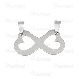 1720-2000-022 - Stainless Steel 304 Pendant With Bail Infinity Sign With Hearts 36x19mm Natural 1pc 1720-2000-022,Pendants,Horn,Pendant,With Bail,Metal,Stainless Steel 304,36x19mm,Infinity Sign,With Hearts,Natural,China,1pc,montreal, quebec, canada, beads, wholesale