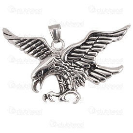 1720-2010-12 - Animal Stainelss Steel pendant Flying Eagle 38x68x3mm with Bail Natural 1pc 1720-2010-12,Pendants,montreal, quebec, canada, beads, wholesale