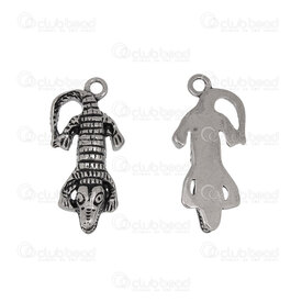 1720-2010-16 - Animal Stainless Steel Pendant Crocodile 26.5x13.5x5.5mm Natural 4pcs 1720-2010-16,1720-20,montreal, quebec, canada, beads, wholesale