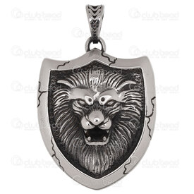 1720-2010-22 - Animal Stainless Steel Pendant Lion Head 53x33.5x8.5mm with Bail Natural 1pc Chine 1720-2010-22,Pendants,montreal, quebec, canada, beads, wholesale