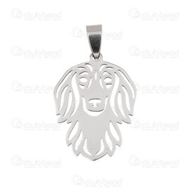 1720-2010-32 - Animal Stainless Steel Pendant Teckel Dog 31x23x1.5mm High Quality Polish with Bail Natural 1pc 1720-2010-32,1720-2,montreal, quebec, canada, beads, wholesale