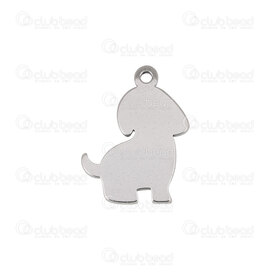 1720-2010-34 - Animal Stainless Steel Pendant Dog 21x17x1.5mm with 1.5mm loop Natural 20pcs 1720-2010-34,dog,montreal, quebec, canada, beads, wholesale