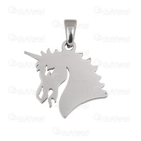 1720-2010-44 - Animal Acier Inoxydable Pendentif Licorne 19x16x1.4mm avec Beliere Naturel 5pcs 1720-2010-44,unix,montreal, quebec, canada, beads, wholesale